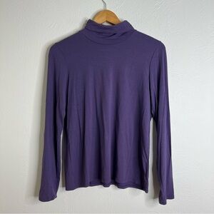 Eileen Fisher Purple Stretch Turtleneck Top Soft Knit Pullover Long Sleeve Sz M
